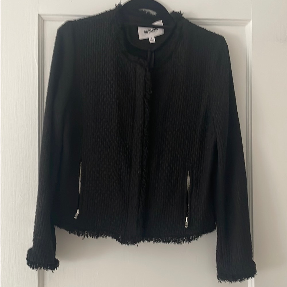 BB Dakota Black Cropped Blazer with Textured Fabric